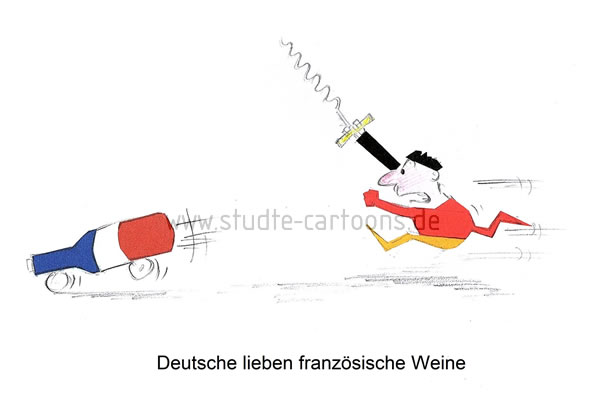 Französische Lebensart, Leben wie Gott in Frankreich, Rotwein, Deutsche trinken gern,
Feinschmecker